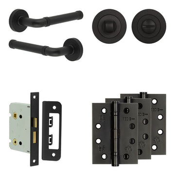 Frelan Hardware - Jedo Midtown Door Pack - 57mm Backset - Traditional Turn - 4" Hinge; #finish_black