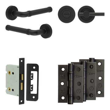 Frelan Hardware - Jedo Midtown Door Pack - 57mm Backset - Plain Turn - 3" Hinge; #finish_black