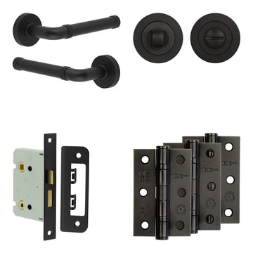 Frelan Hardware - Jedo Midtown Door Pack - 57mm Backset - Traditional Turn - 3" Hinge; #finish_black