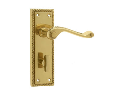 Frelan Hardware - Georgian Suite Door Handles - Pair - Bathroom; #finish_polished-brass