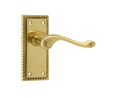 Frelan Hardware - Georgian Suite Door Handles - Short - Pair - Latch; #finish_polished-brass