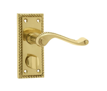 Frelan Hardware - Georgian Suite Door Handles - Short - Pair - Bathroom; #finish_polished-brass