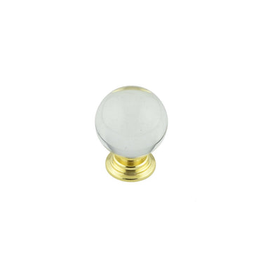 Frelan Hardware - Jedo Clear Glass Cupboard Knobs - 30mm; #finish_polished-brass