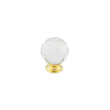 Frelan Hardware - Jedo Faceted Glass Cabinet Knob - 30mm; #finish_polished-brass