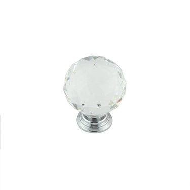 Frelan Hardware - Jedo Faceted Glass Cabinet Knob - 40mm; #finish_polished-chrome