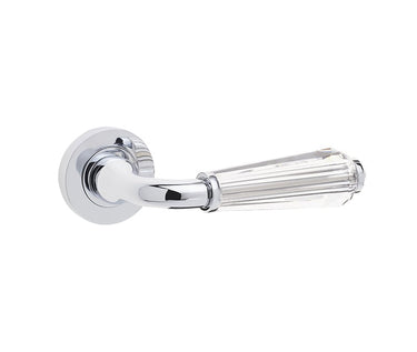Frelan Hardware - Jedo Fluted Door Handles on Rose - Pair; #finish_polished-chrome