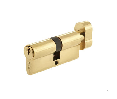 Frelan Hardware - Jedo Euro Profile Cylinder & Turns - Keyed to Differ - 60mm; #finish_polished-brass
