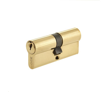 Frelan Hardware - Euro Profile Double Cylinder - Keyed to Differ - 60mm; #finish_polished-brass