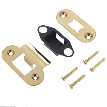Frelan Hardware - Jedo Heavy Duty Tubular Latch - Accessory Pack - Radiused; #finish_polished-brass