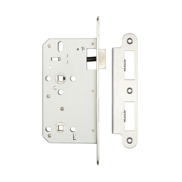 Frelan Hardware - Jedo Bathroom Lock - 72mm - DIN Standard - Radiused; #finish_satin-stainless-steel