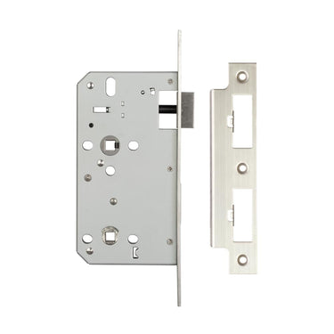 Frelan Hardware - Jedo Bathroom Lock - 72mm - DIN Standard - Squared; #finish_satin-stainless-steel