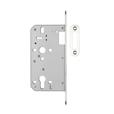 Frelan Hardware - Jedo Dead Lock - 72mm - DIN Standard - Radiused; #finish_satin-stainless-steel