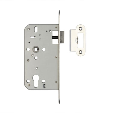 Frelan Hardware - Jedo Latch - 72mm - DIN Standard - Radiused; #finish_satin-stainless-steel