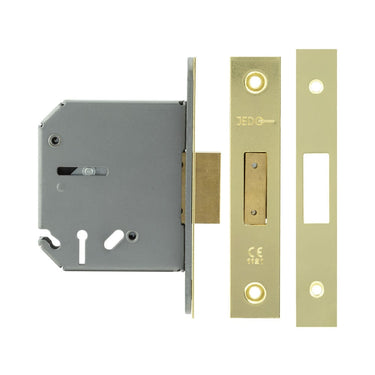Frelan Hardware - Jedo 3 Lever Dead Lock - 76mm; #finish_polished-brass