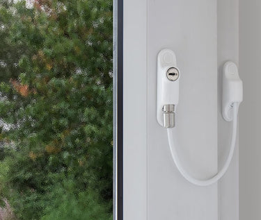 Frelan Hardware - Jedo Cable Window Restrictor; #finish_white