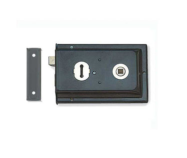 Frelan Hardware - Jedo Reversible Rim Lock - 152.5mm x 102mm; #finish_black