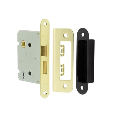 Frelan Hardware - Jedo 2 Lever Radiused Lever Sash Lock With Strike - 76mm; #finish_polished-brass