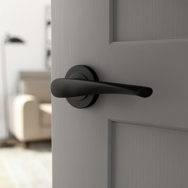 Frelan Hardware - Vecta Door Handles on Rose - Pair; #finish_black