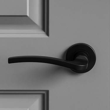 Frelan Hardware - Nero Noir Door Handles on Rose - Pair - Handle Only; #finish_black