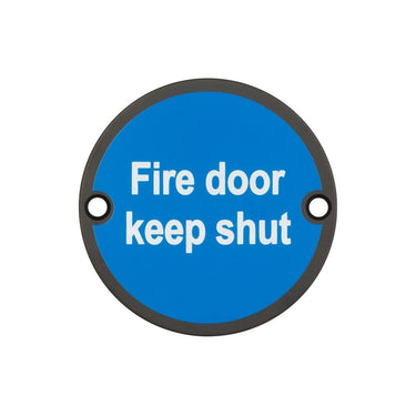 Frelan Hardware - Fire Door Sign - Stainless Steel - Keep Shut; #finish_black