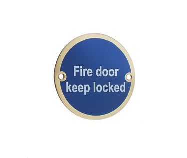 Frelan Hardware - Fire Door Sign - Stainless Steel - Keep Locked; #finish_polished-brass