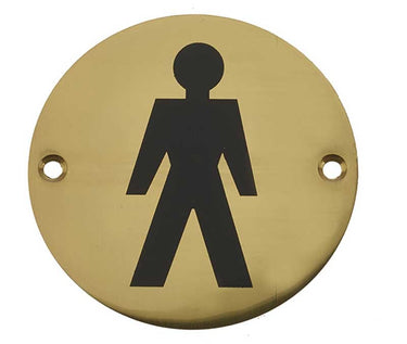 Frelan Hardware - Toilet Signs - Stainless Steel - Male; #finish_polished-brass