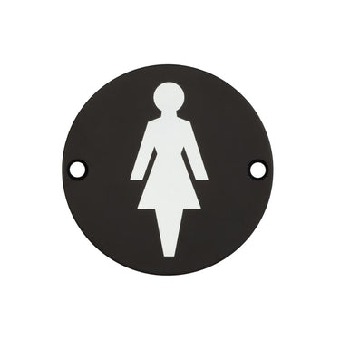 Frelan Hardware - Toilet Signs - Stainless Steel - Female; #finish_black