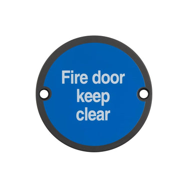 Frelan Hardware - Fire Door Sign - Stainless Steel - Keep Clear; #finish_black