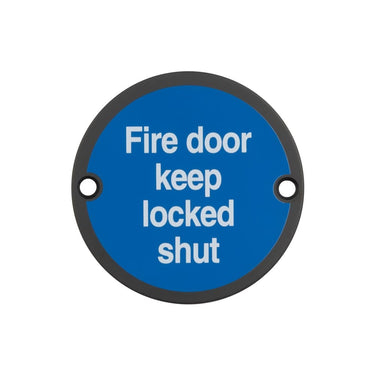 Frelan Hardware - Fire Door Sign - Stainless Steel - Keep Locked Shut; #finish_black