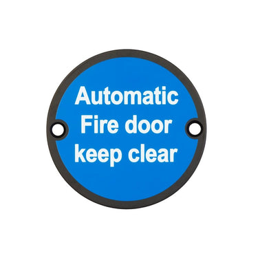 Frelan Hardware - Automatic Door Sign - Stainless Steel - Fire Door; #finish_black