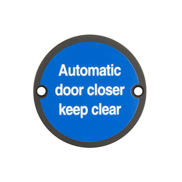 Frelan Hardware - Automatic Door Sign - Stainless Steel - Door Closer; #finish_black