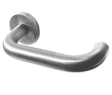 Frelan Hardware - Stainless Steel Orbit Door Handles on Rose - 5mm Rose - Pair; #finish_satin-stainless-steel