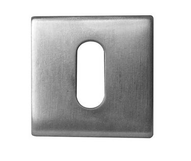 Frelan Hardware - Jedo Square Standard Keyway Escutcheon - Oval Profile; #finish_satin-stainless-steel