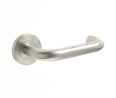 Frelan Hardware - Stainless Steel Orbit Door Handles on Rose - 8mm Rose - Pair - 304 Grade; #finish_satin-stainless-steel