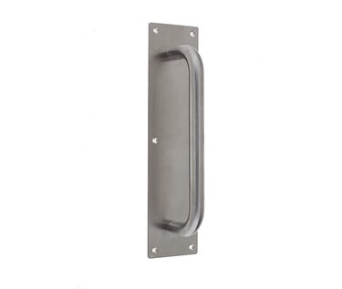Frelan Hardware - Stainless Steel Pull Handle on Plate - Single - 225mm; #finish_satin-stainless-steel