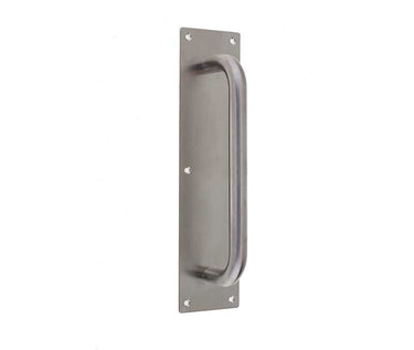 Frelan Hardware - Stainless Steel Pull Handle on Plate - Single - 300mm ; #finish_satin-stainless-steel