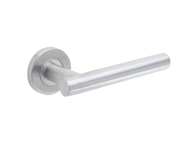 Frelan Hardware - Atlanta Door Handles on Rose - Pair - 201 Grade Steel; #finish_satin-stainless-steel
