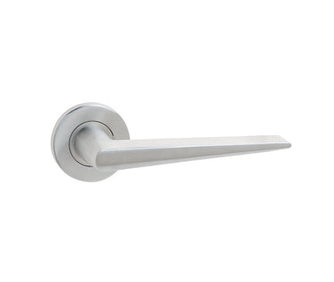 Frelan Hardware - Meteor Door Handles on Rose - Pair; #finish_satin-stainless-steel