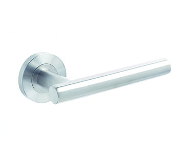 Frelan Hardware - Atlanta Door Handles on Rose - Pair - 304 Grade Steel; #finish_satin-stainless-steel