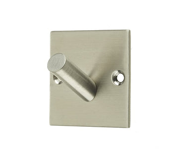 Frelan Hardware - Squared Plate Hooks - Single; #finish_satin-stainless-steel