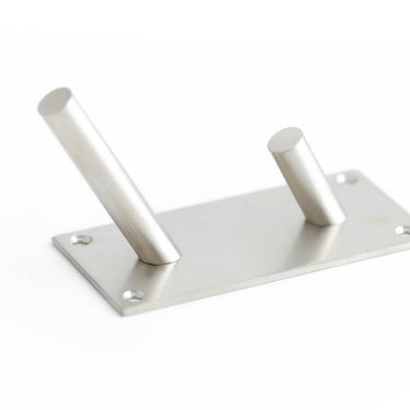 Frelan Hardware - Squared Plate Hooks - Double Vertical; #finish_satin-stainless-steel