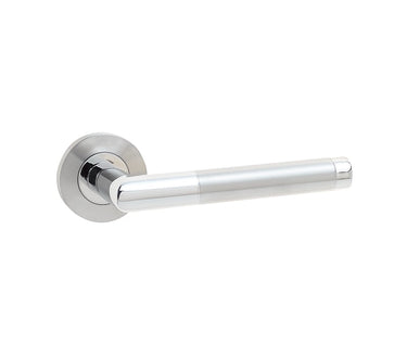 Frelan Hardware - Cambrio Door Handles on Rose - Pair; #finish_satin-stainless-polished-stainless