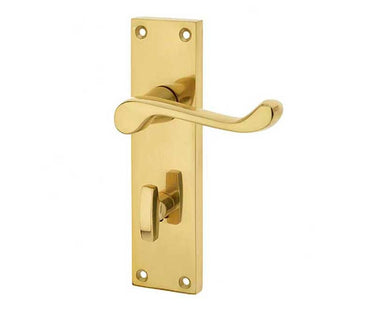 Frelan Hardware - Victorian Scroll Door Handles - Pair - Bathroom; #finish_polished-brass