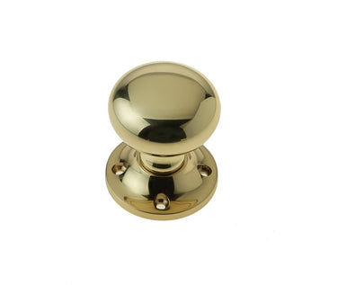Frelan Hardware - Jedo Mushroom Rim Door Knobs - Pair; #finish_polished-brass