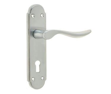 Frelan Hardware - Henley Suite Door Handles - Pair - Lock; #finish_satin-chrome