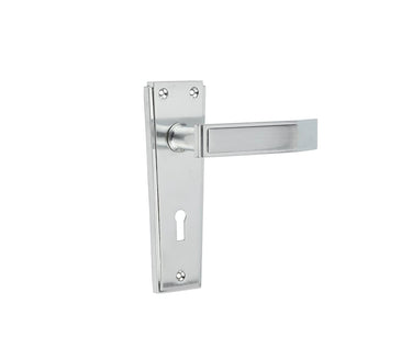 Frelan Hardware - Deco Suite Door Handles - Pair - Lock; #finish_satin-chrome