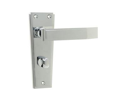 Frelan Hardware - Deco Suite Door Handles - Pair - Bathroom; #finish_polished-chrome