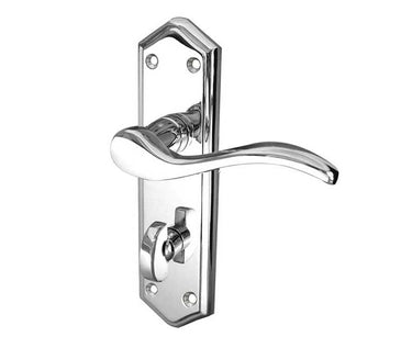 Frelan Hardware - Paris Suite Door Handles - Pair - Bathroom; #finish_polished-chrome