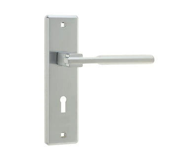 Frelan Hardware - Delta Suite Door Handles - Pair - Lock; #finish_satin-chrome