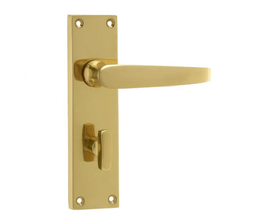 Frelan Hardware - Victorian Straight Door Handles - Short - Pair - Bathroom; #finish_polished-brass
